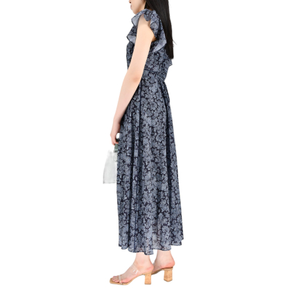 FRAY I.D/フレイアイディー]サテンパイピングプリントシフォン