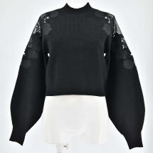 エンブロイダリーレースニットトップス