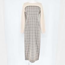 チェックロングドッキングワンピース