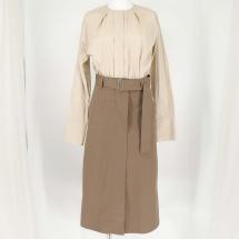 タックデザインシャツドッキングワンピース