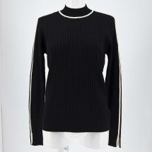 配色ラインワイドリブニット