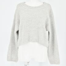 シャイニーミックスルーズニットトップス